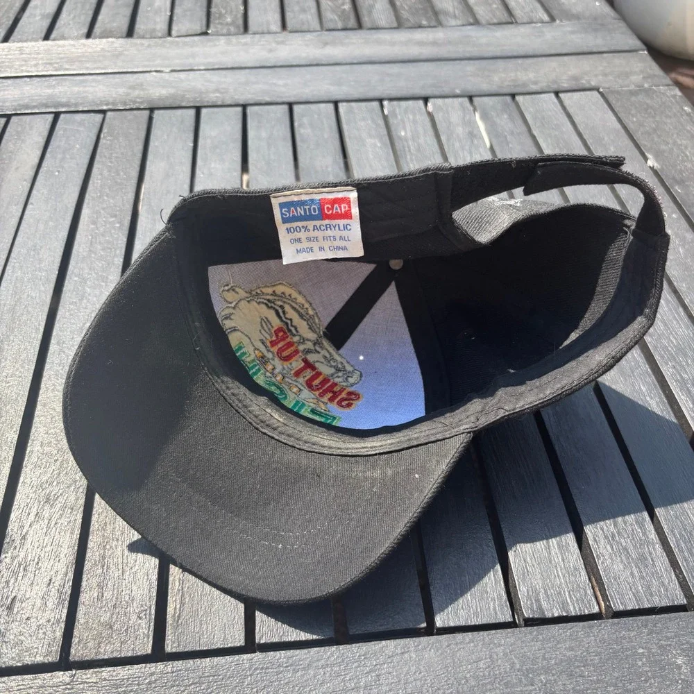 Santo Cap Baseball Hat Mens OSFM Black Good Shut Up and Fish Embroidery